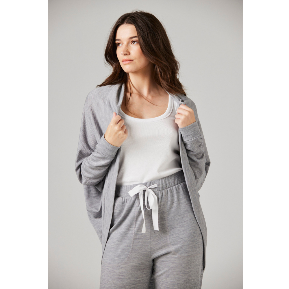 Gigi Robe Grey Marl - Merino Loungewear