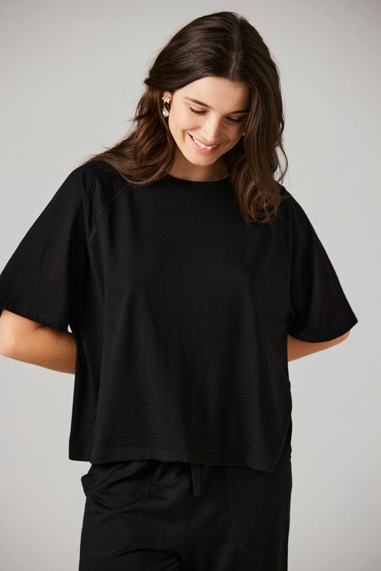 Alex Top Black - Merino Loungewear