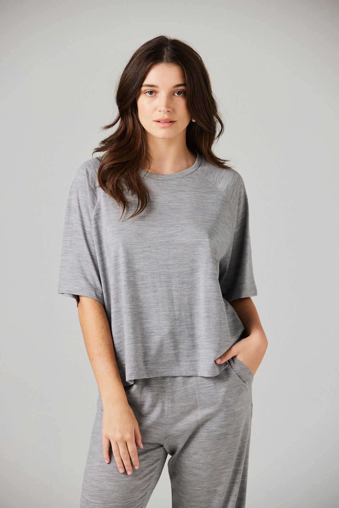 Alex Top Grey Marl - Merino Loungewear