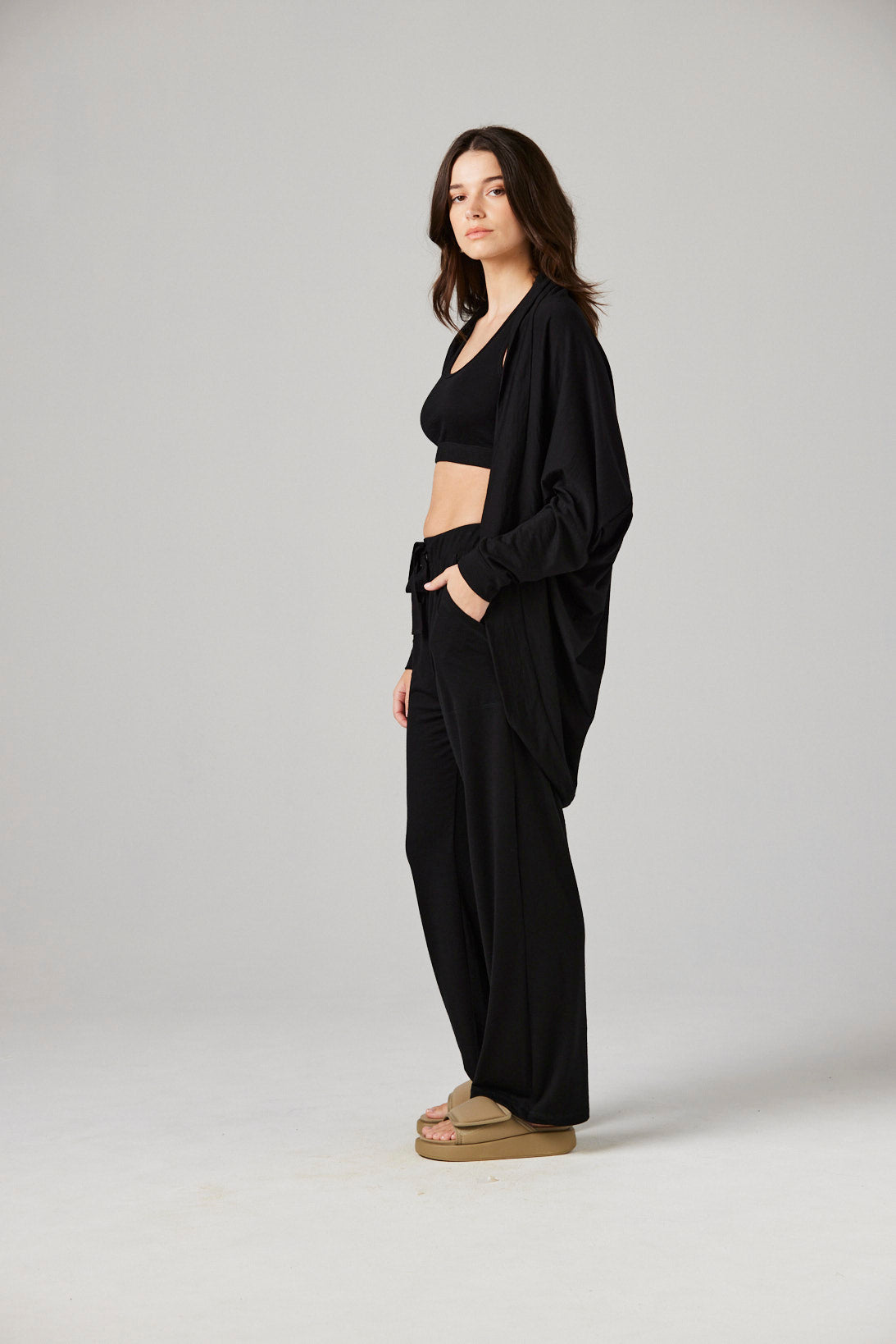 Gigi Robe Black - Merino Loungewear