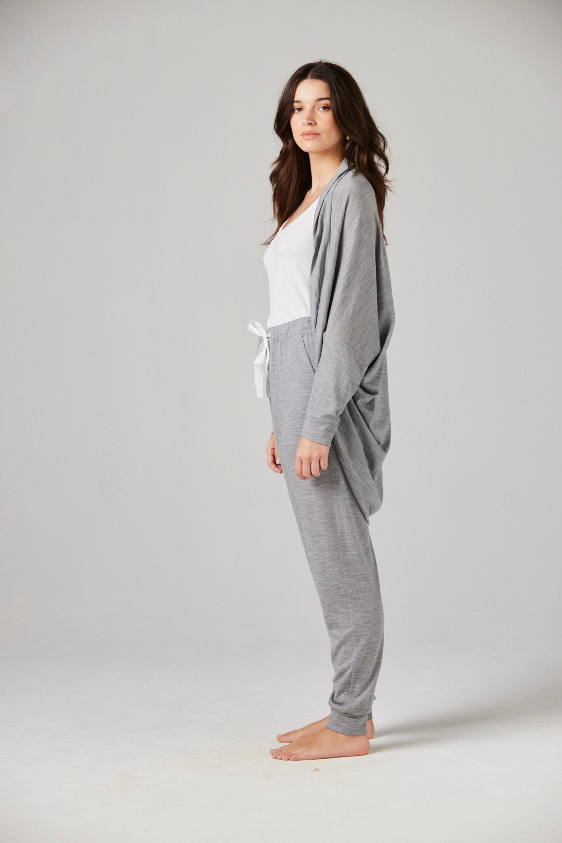 Gigi Robe Grey Marl - Merino Loungewear