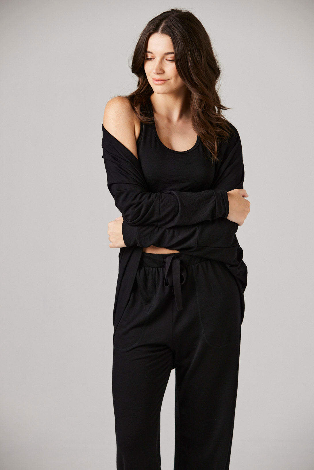 Gigi Robe Black - Merino Loungewear