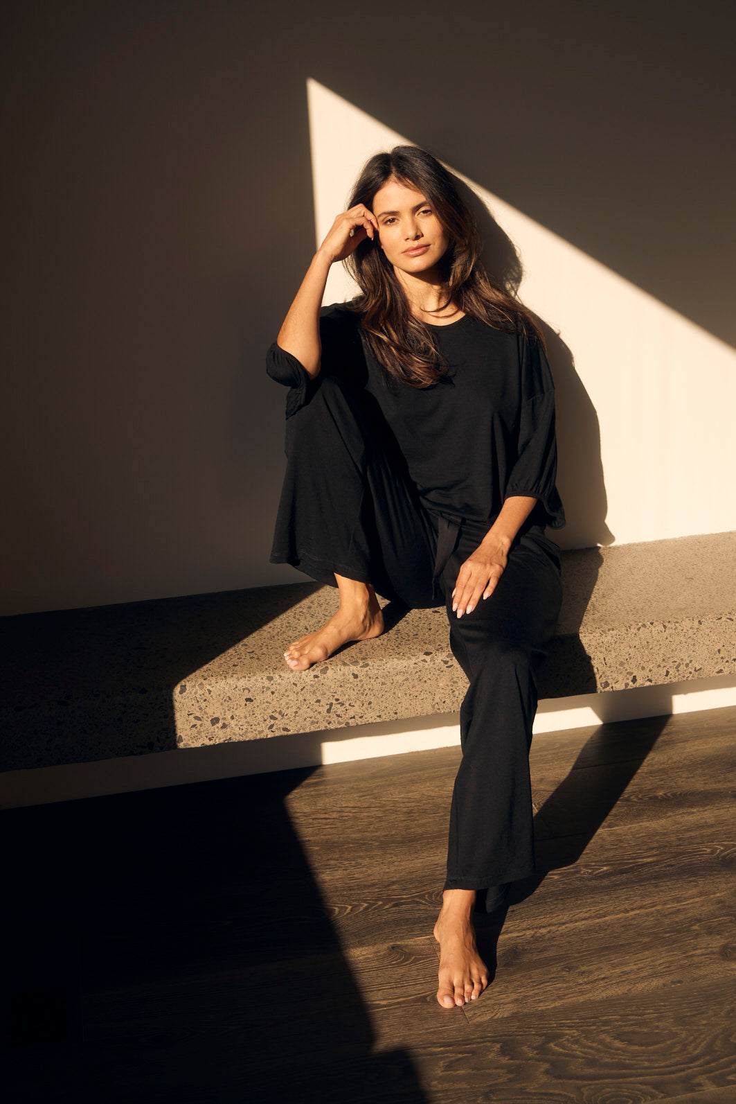 Maya Pant Black - Merino Loungewear