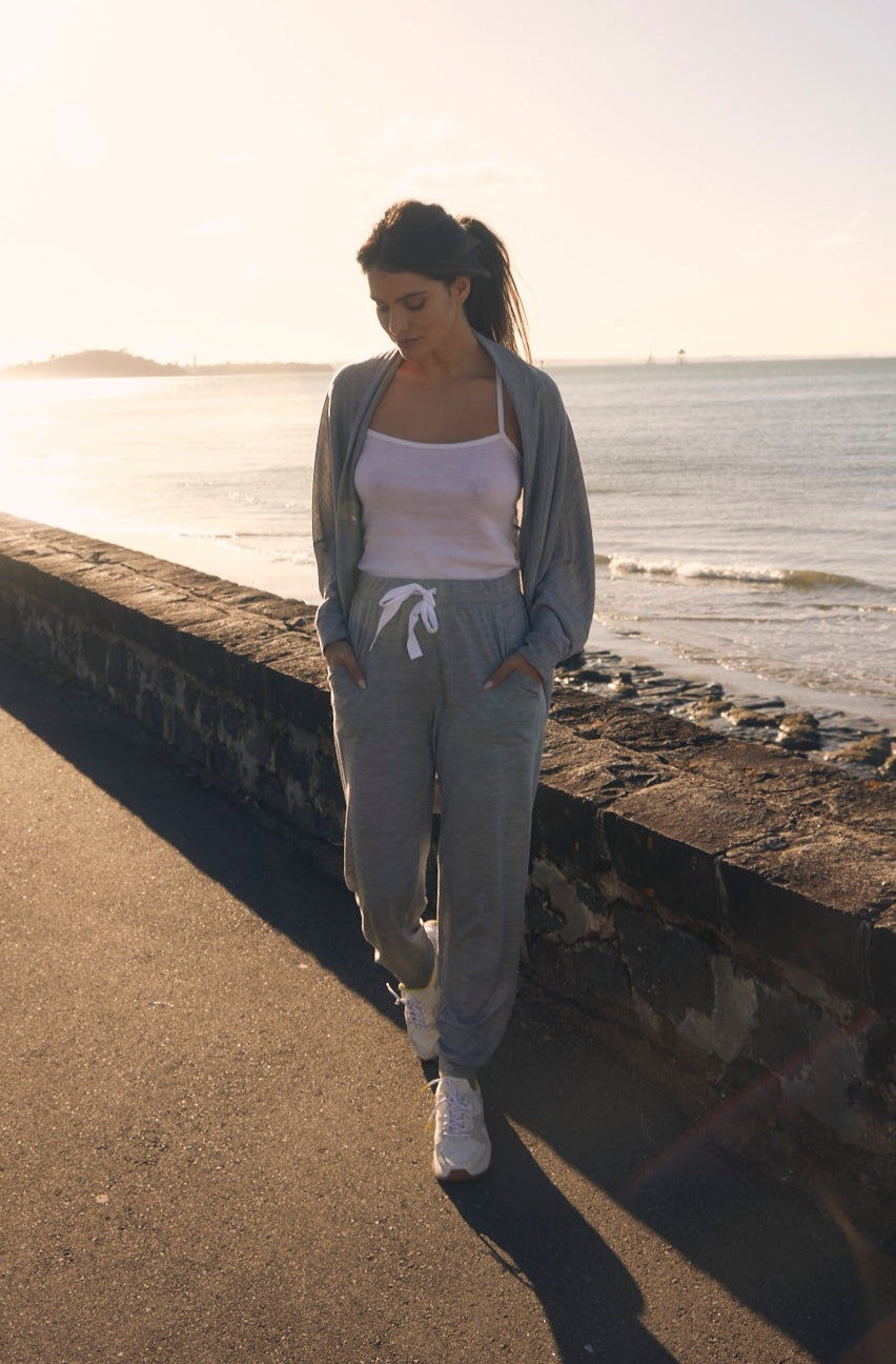 Gigi Robe Grey Marl - Merino Loungewear