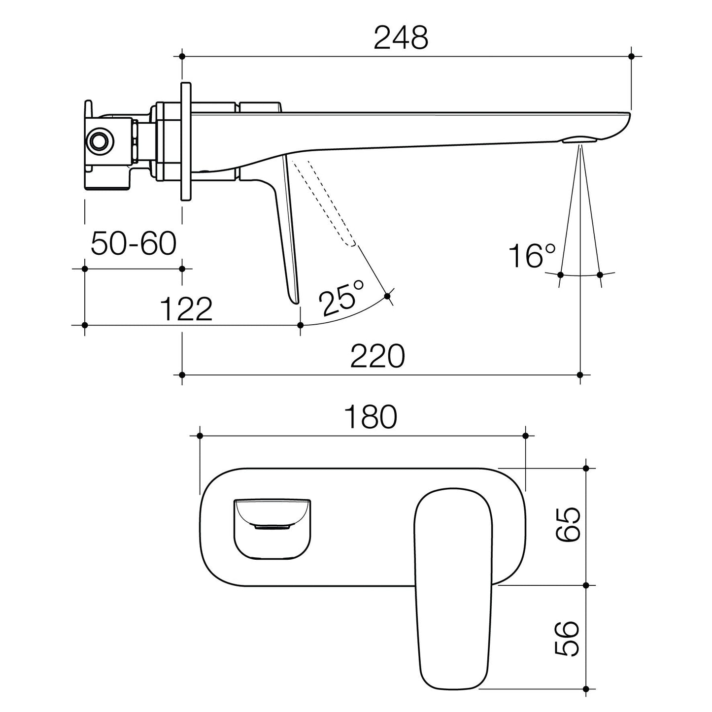 Contura II Wall Basin/Bath Mixer - Brushed Nickel