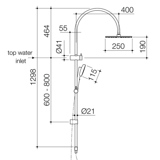 Contura II Rail Shower with Overhead - Brushed NIckel