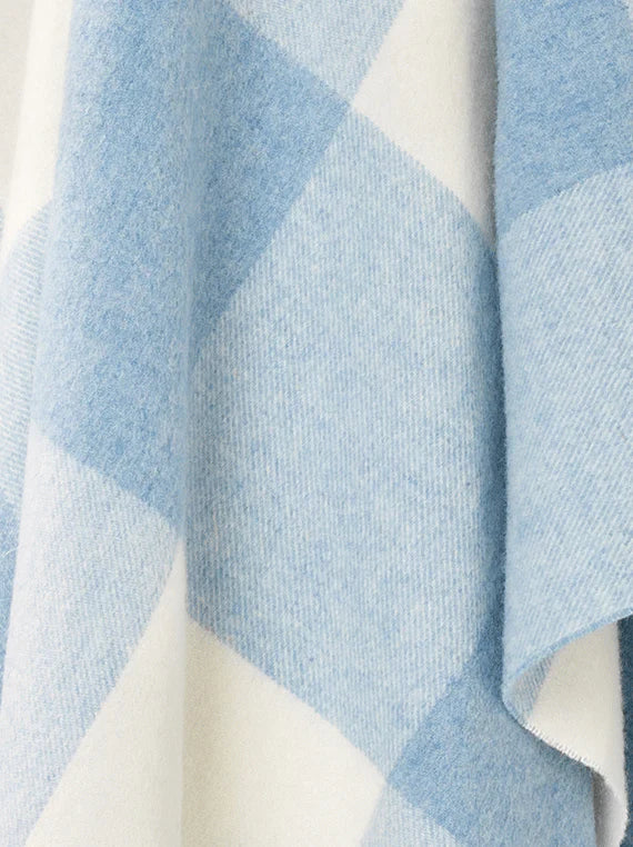 Checkboard Aqua Merino Wool Throw