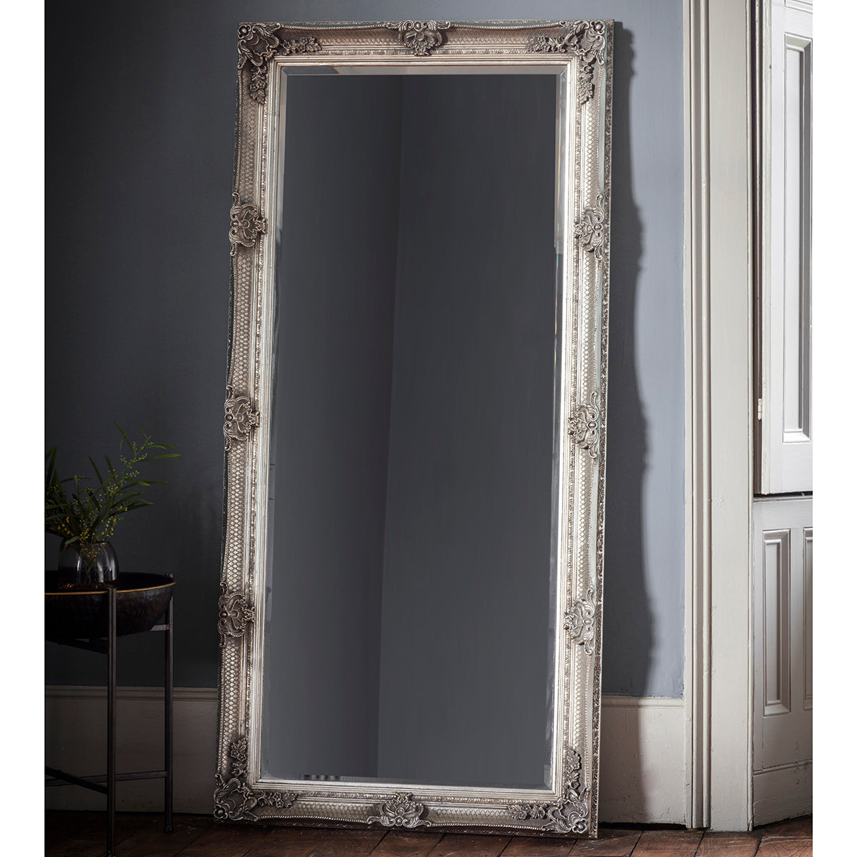 Downton Ornate Leaner Mirror - Silver