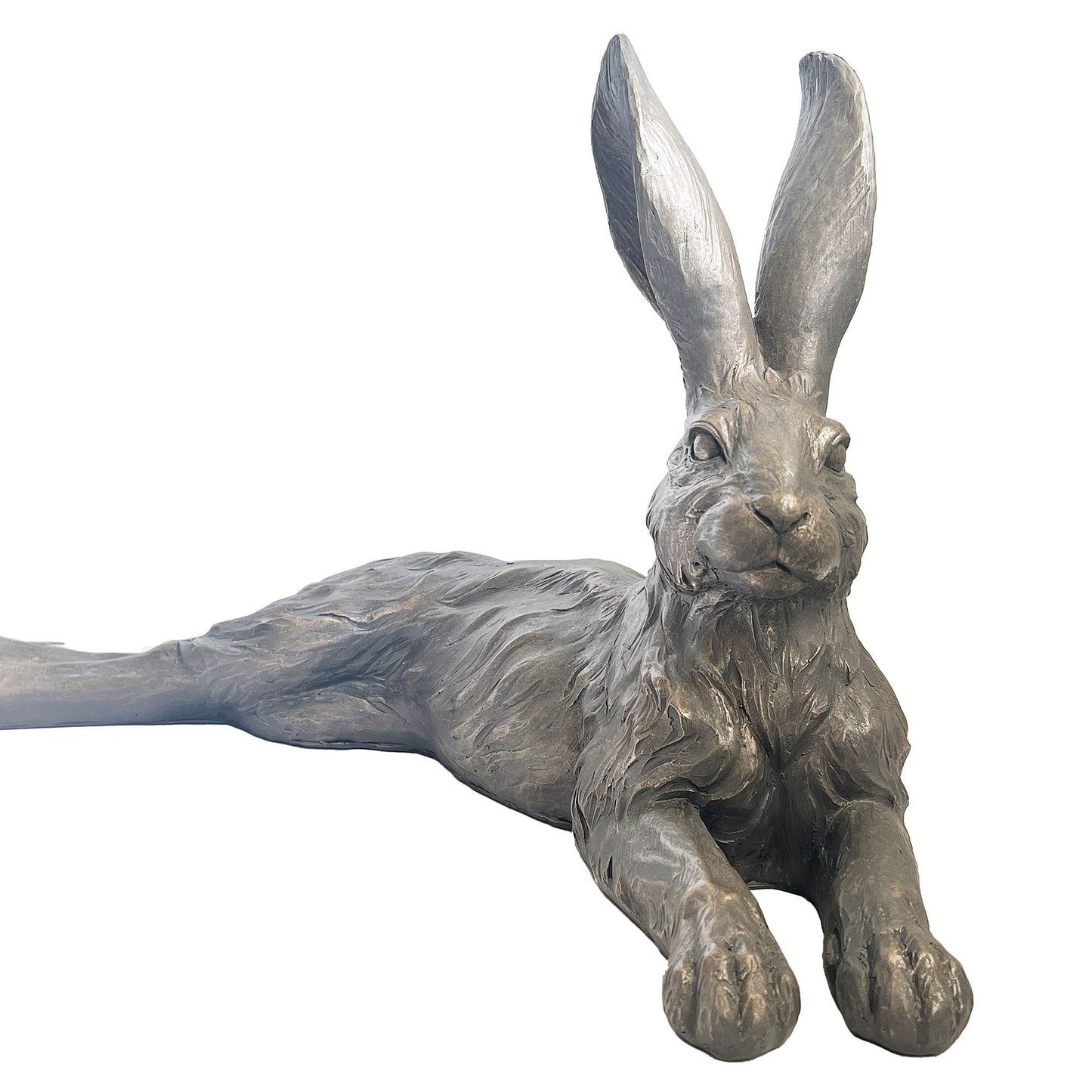 Country Hare Statue - Resting Grey