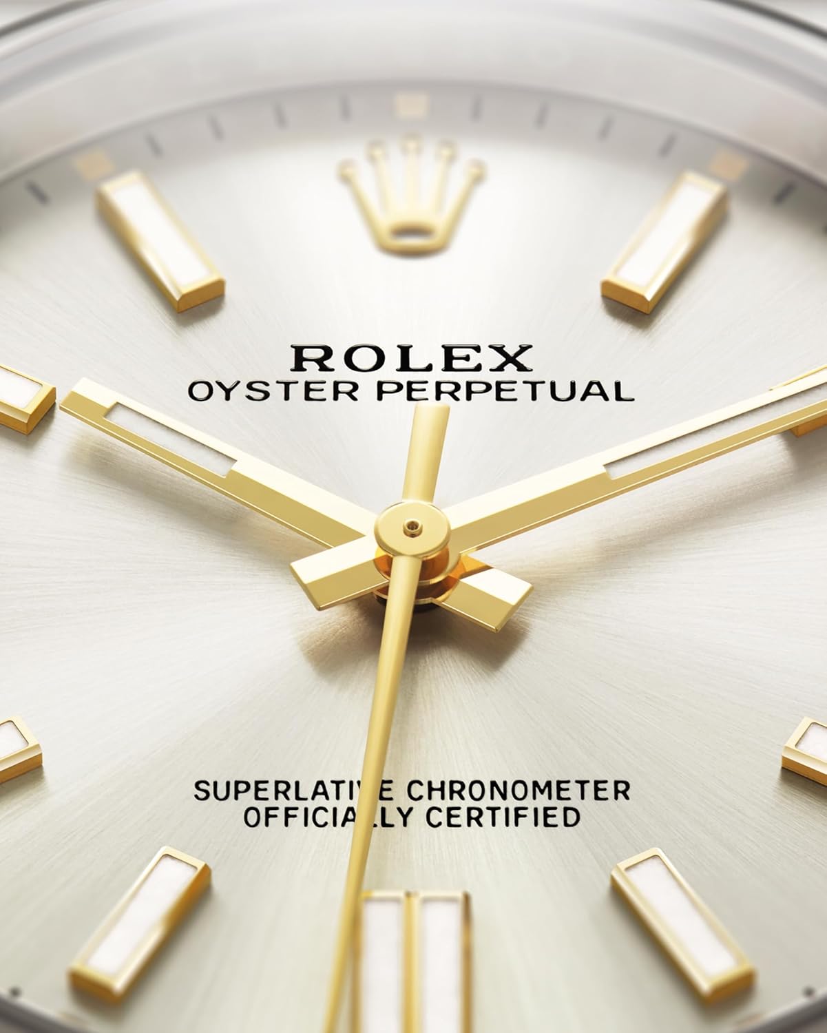 close up of a Rolex Oyster Perpetual watch from the Luxury book by Michael Köckritz 
