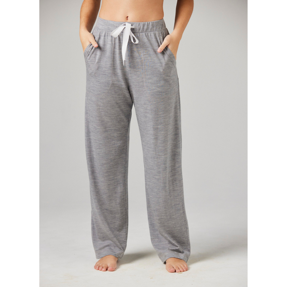 Merino loungewear pants in grey marl with a drawstring waist