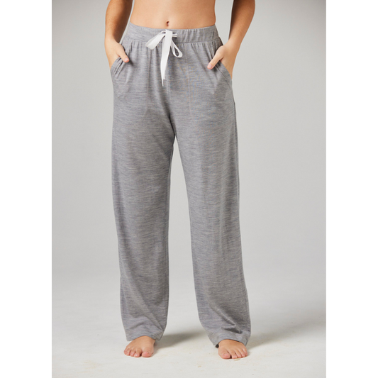 Merino loungewear pants in grey marl with a drawstring waist