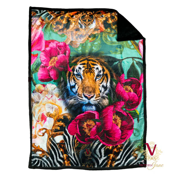 Peony Tiger Sherpa Blanket - Victoria Jane