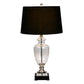 Kingston regency style lamp with a clear glass base and black linen shade in a traditional classic style