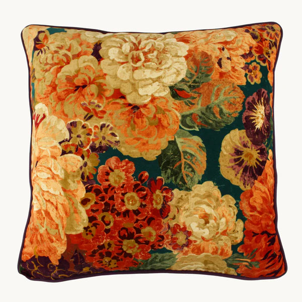 Rose and Peony Kingfisher Velvet - Sanderson Fabric