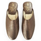 Bronze Leather Mule Slippers