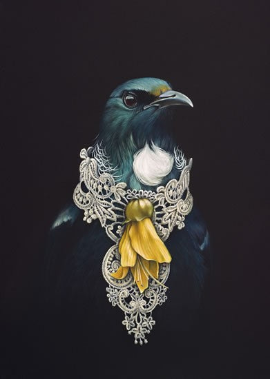 She of the Kowhai Tree Tui Art Print