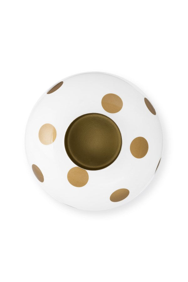 White and Gold Round Metal Vase