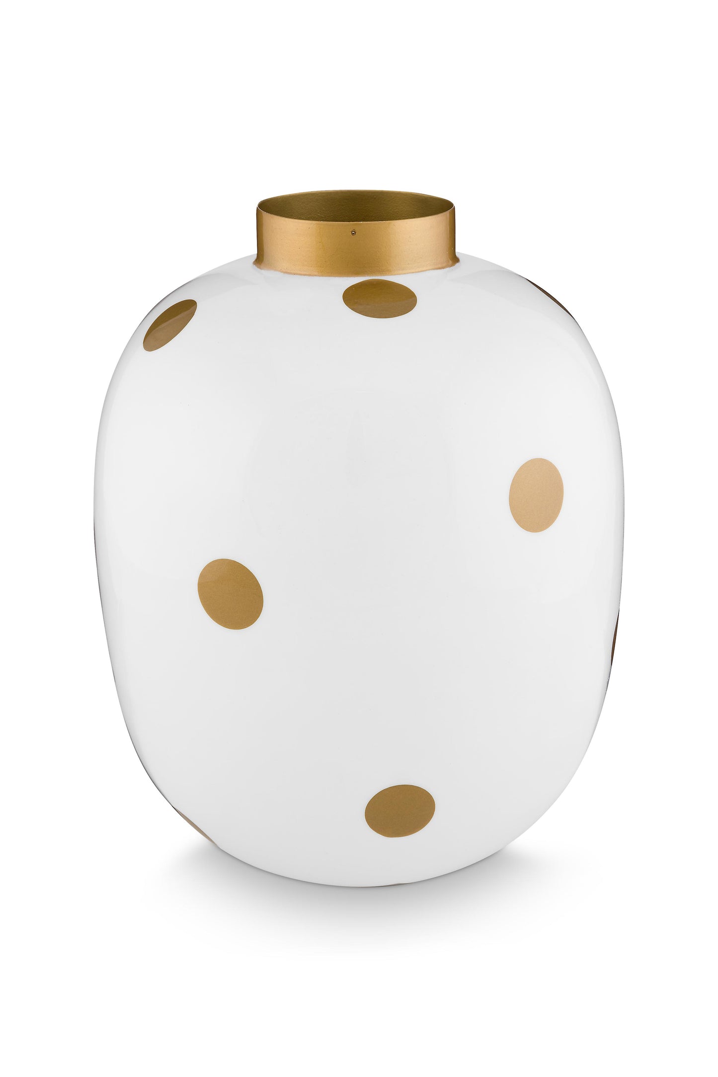 White and Gold Round Metal Vase