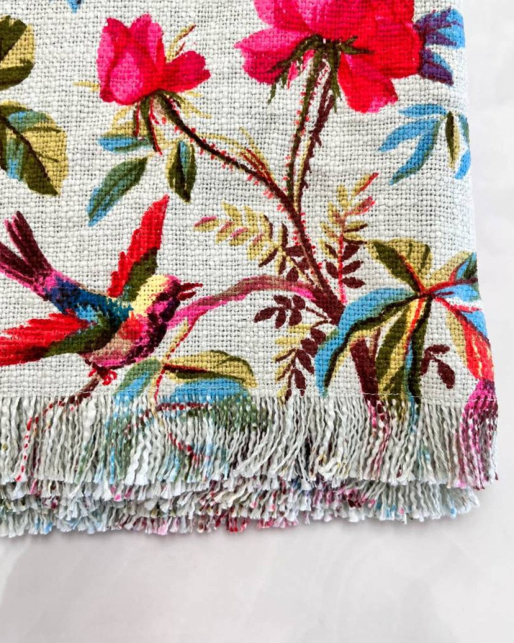 paradise throw in dew, bird of paradise cotton throw