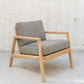 Straight occasional chair light wood and grey cushions